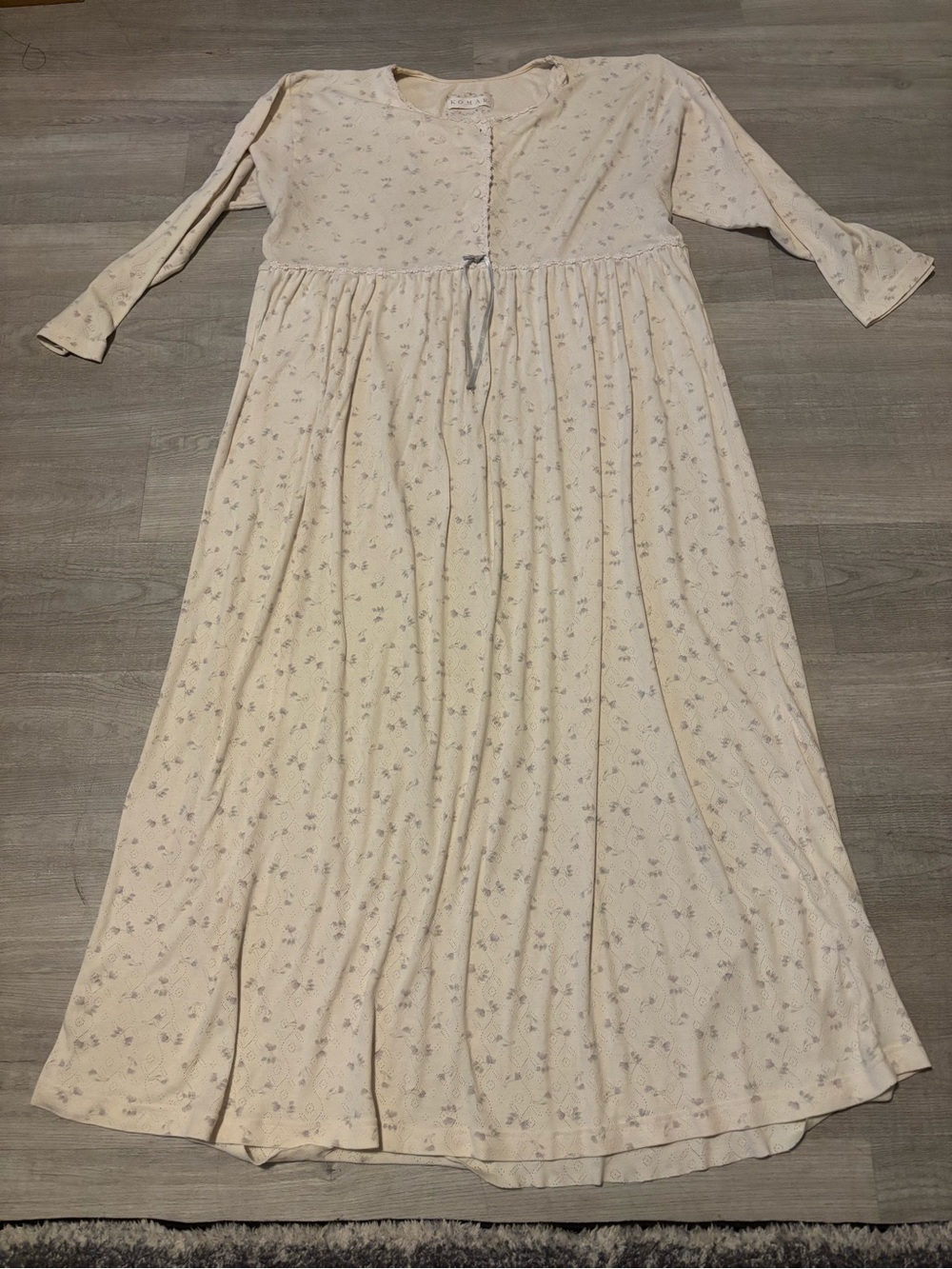 VTG Womens XL 3/4 Sleeve Nightgown Floral Lace Cottagecore Grandma Crunchy Mom